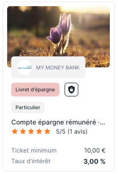 Offre livret d'épargne Epargnoo