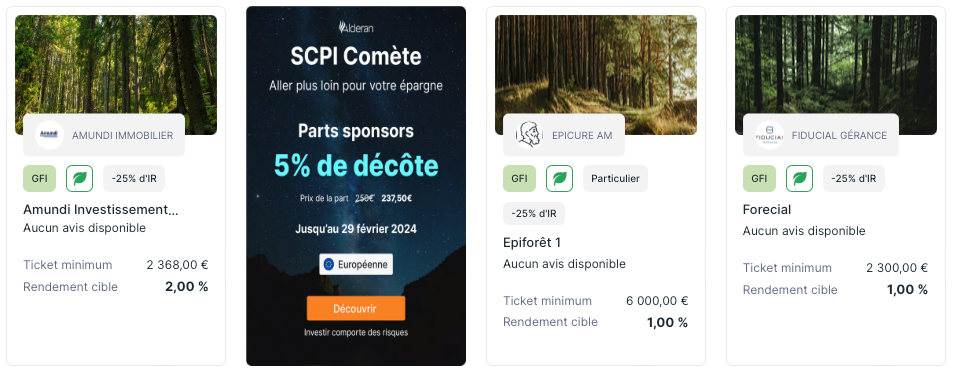 Offre groupement forestier Epargnoo
