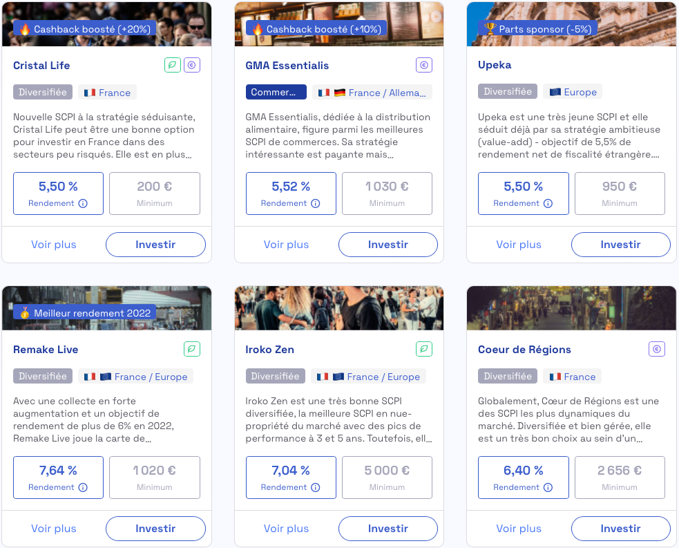 SCPI disponibles sur Louve Invest
