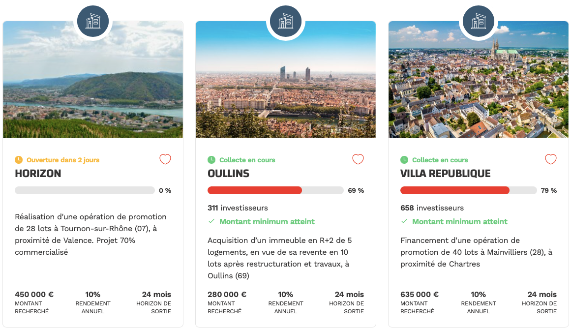 Exemple de projets qu'il est possible de retrouver sur la plateforme WiSEED